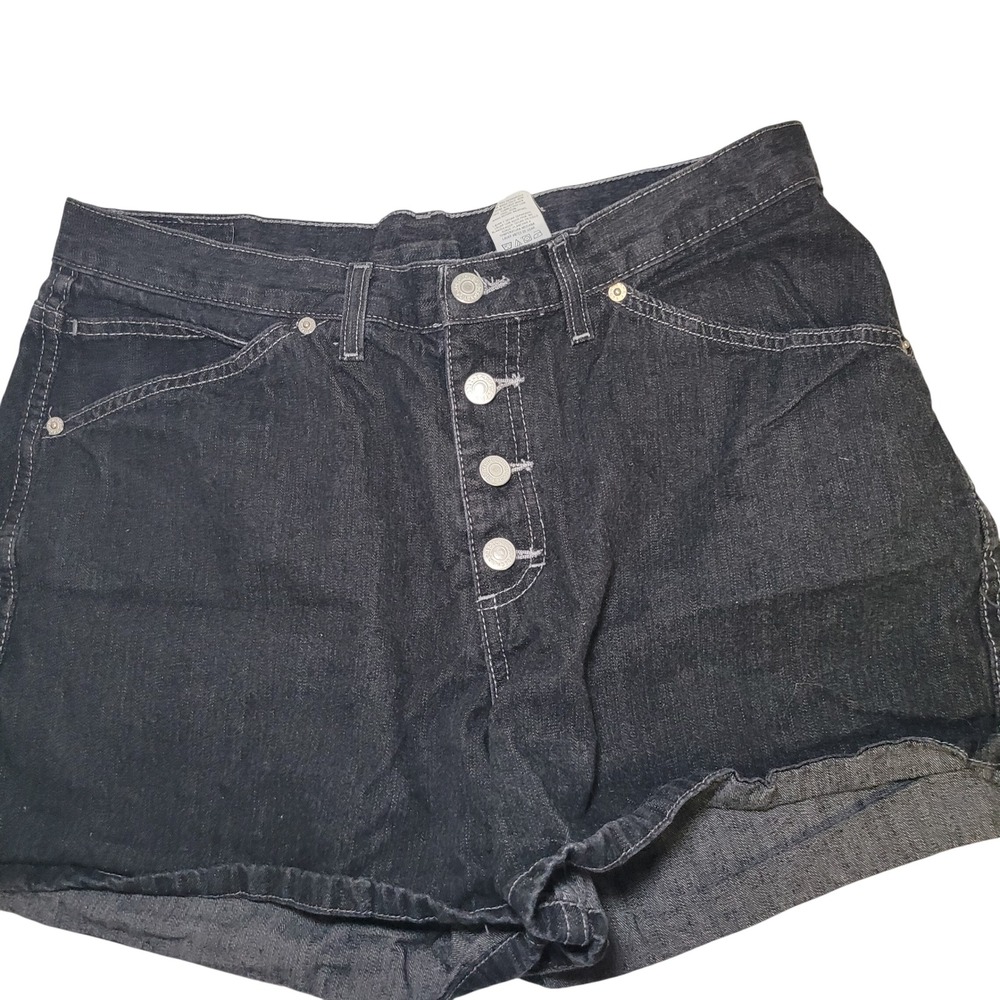 Jordache‎ Gray Denim Shorts Juniors 17 18 High Rise Button Fly 100% Cotton